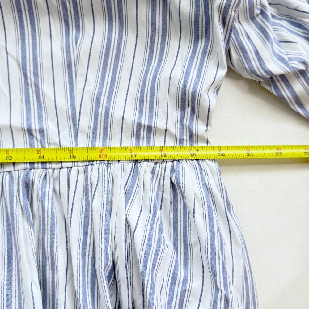 Ashley Stewart Blue White‎ Striped Puff Sleeve Maxi Shirtdress Plus Size 14/16 - Picture 11 of 11